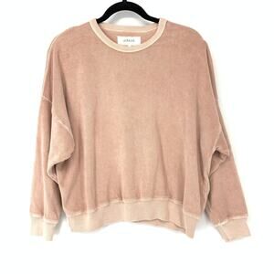 The GREAT. Women's Sz 0 US XS Blush Pink Terry Cloth Pullover Sweatshirt